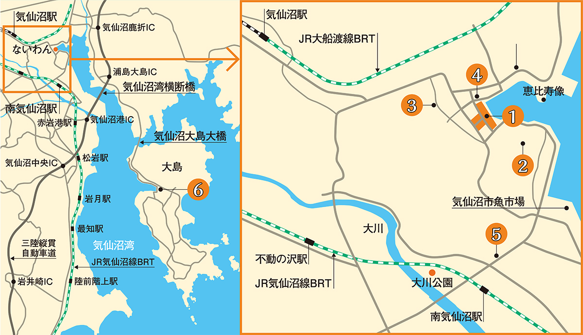 気仙沼市の地図の画像