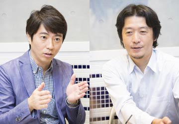 大手町の事業を担当する田嶋靖夫(左)と、UR都市機構による各地の事業を横断的にみている秋山仁雄(左)「川端緑道の有効活用により、将来的に大手町が神田や日本橋とも人の流れで有機的につながるまちになれば」と語る。