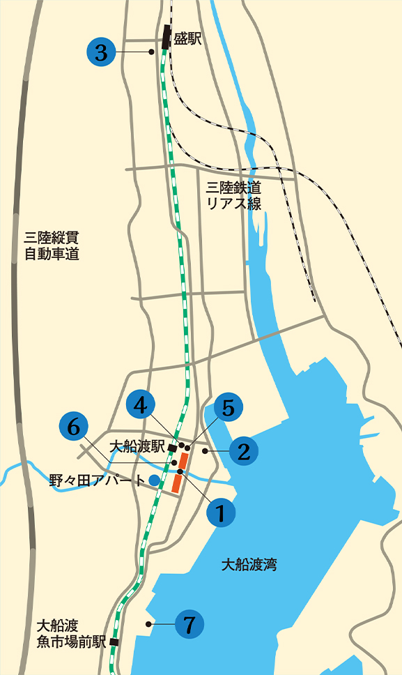 大船渡市の地図