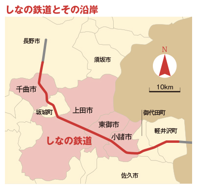 しなの鉄道とその沿線の地図