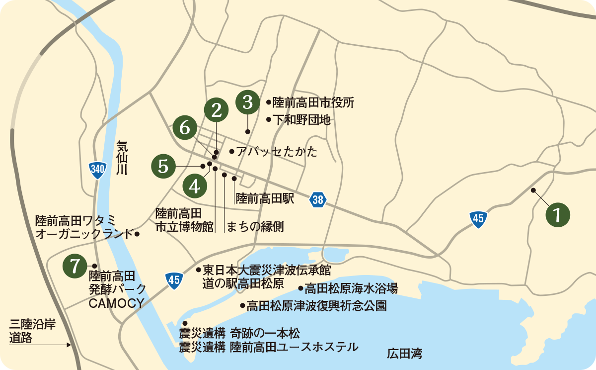 陸前高田市の簡易マップ
