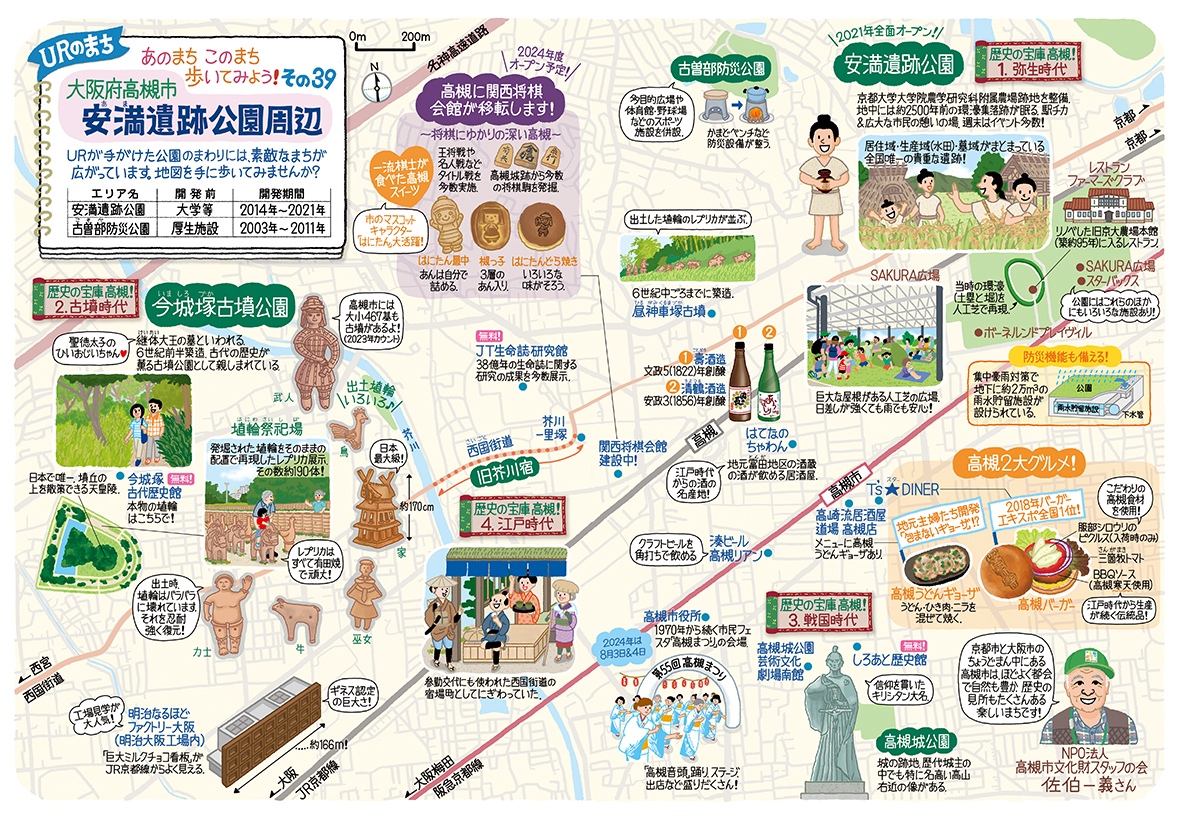 安満遺跡公園周辺のイラストマップ