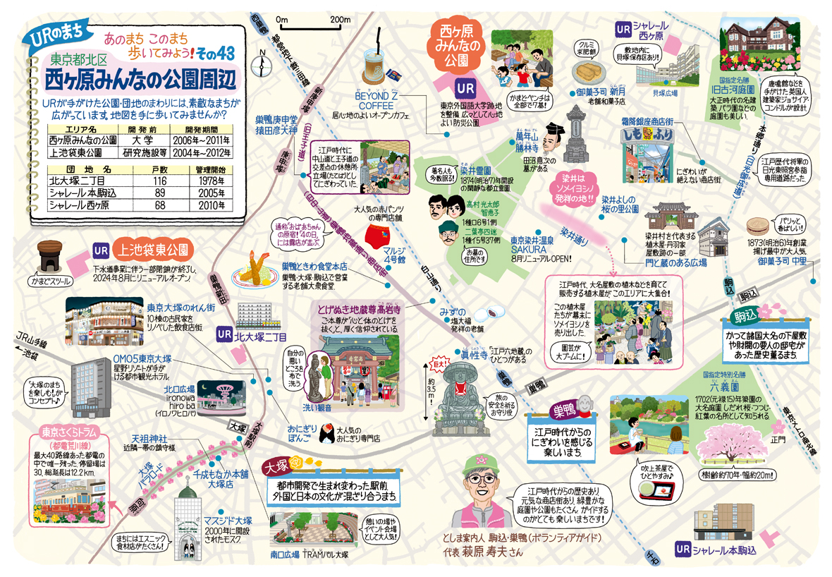西ヶ原みんなの公園周辺のイラストマップ