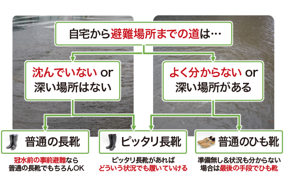 状況に合わせた靴選びのYes/Noチャート図