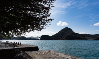 穏やかな海が広がる宇土半島（宇城市）の写真