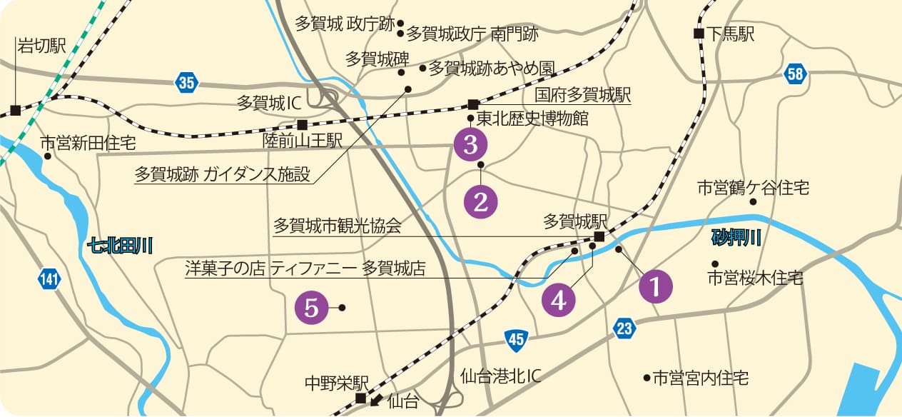 多賀城市の概略地図画像