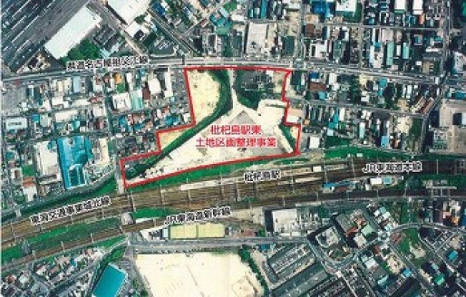 枇杷島駅東地区区域図
