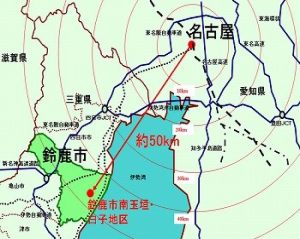 鈴鹿市南玉垣・白子地区位置図