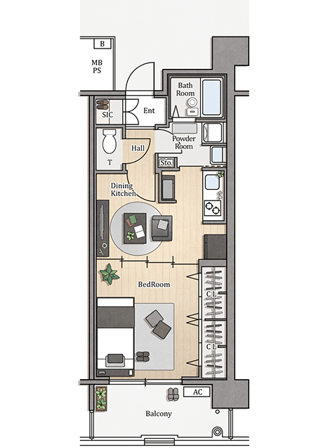 1DK-37m²の間取りイメージ