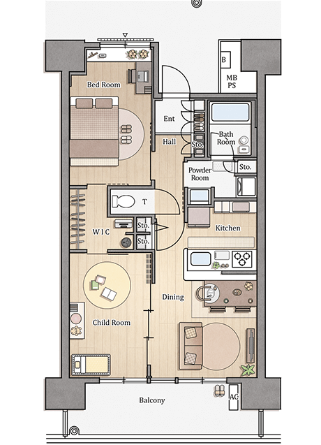 2DK-55m²の間取りイメージ