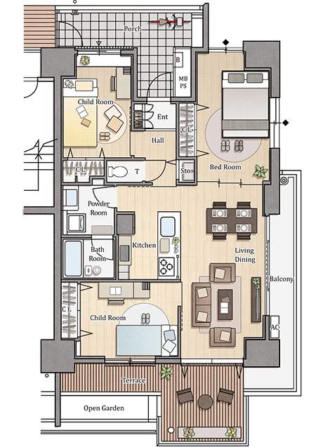 3LDK-78m²の間取りイメージ