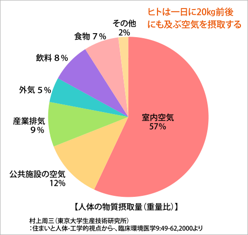 空気の質を考えなければならない理由は、それが体に入る物質のうちで最も多いものだから