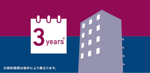 3years ※契約期間は物件により異なります。