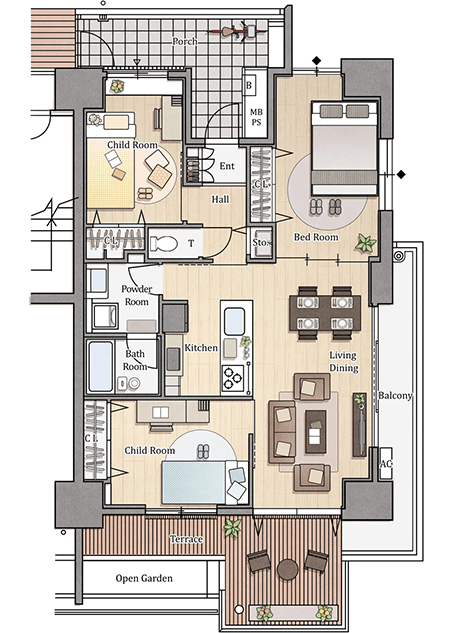 3LDK-78m²の間取りイメージ