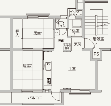 2LDKの間取り図