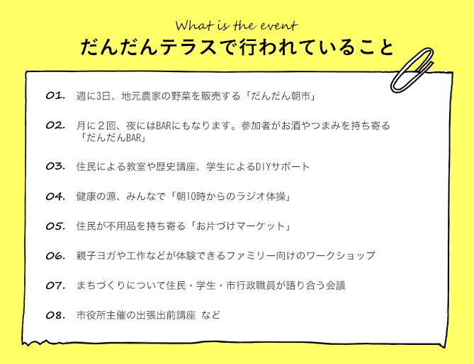 だんだんテラスで行われていること