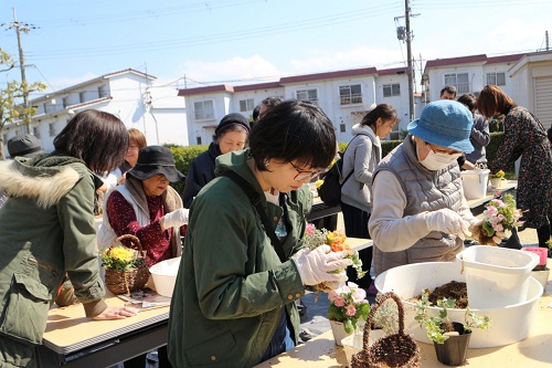 寄せ植えをしている写真