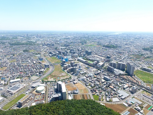 ビルドアップが進む流山おおたかの森駅周辺の航空写真