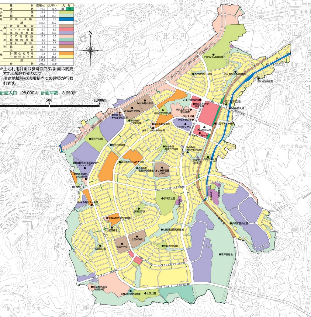 八王子みなみ野シティの土地利用計画図