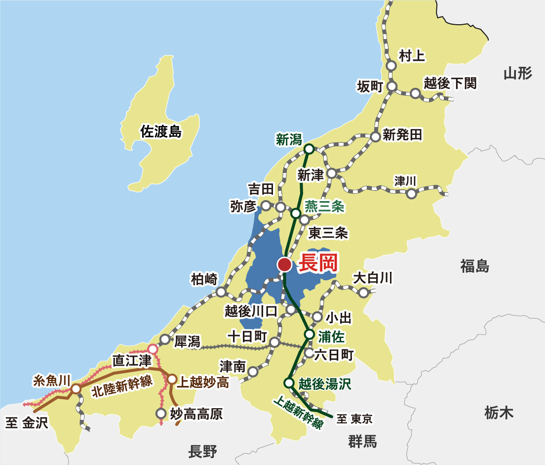 新潟県における長岡市の位置図