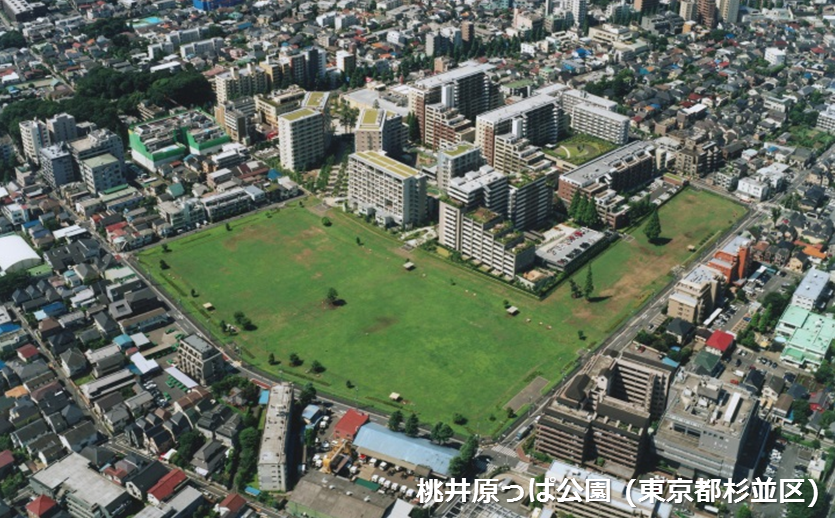 参考画像、桃井原っぱ公園（東京都杉並区）の航空写真