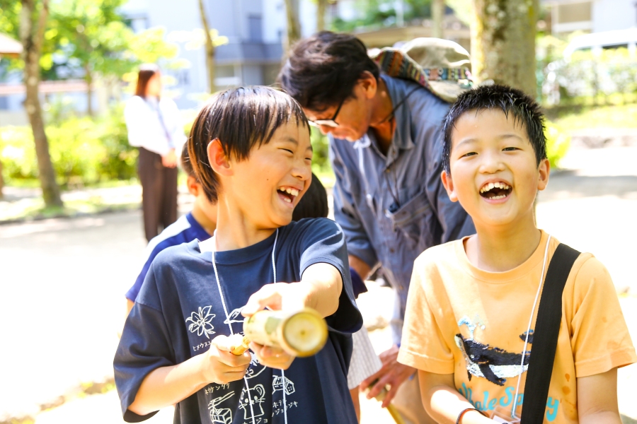 竹とんぼ 竹水鉄砲づくり 洛西境谷東団地（京都市西京区）