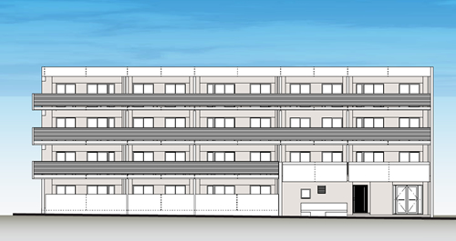 完成予想図。RC造４階建で、18戸の住戸が整備される