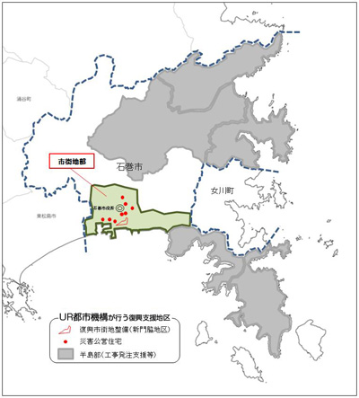 地図：石巻市事業地区一覧