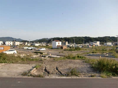 写真:町役場から陸中山田駅の方角を臨む