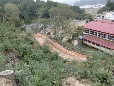 地図:高台の造成工事の様子