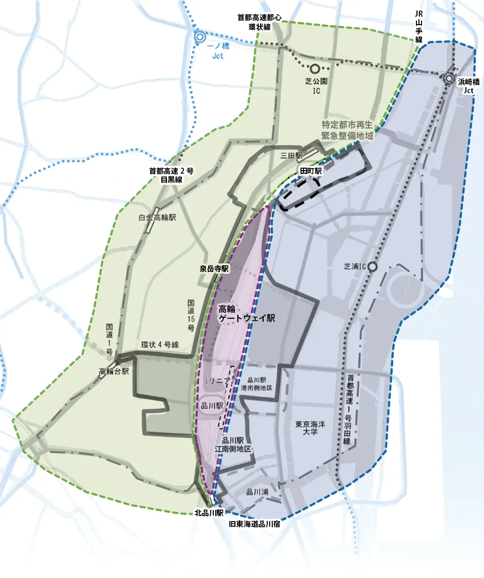 高輪ゲートウェイ駅周辺の地図