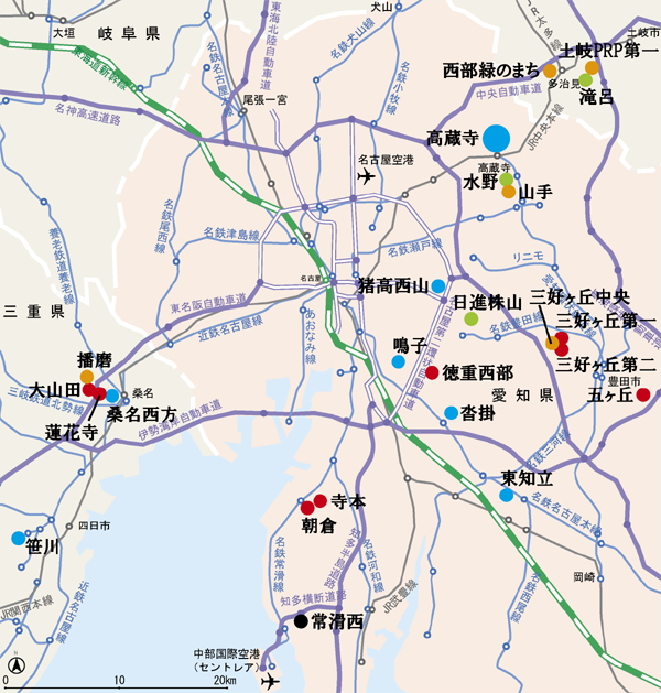 名古屋近辺の地図