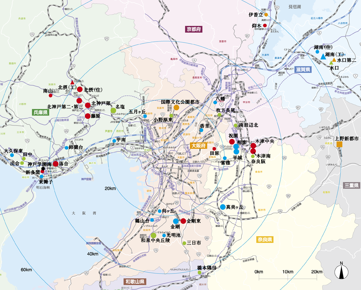 大阪近辺の地図