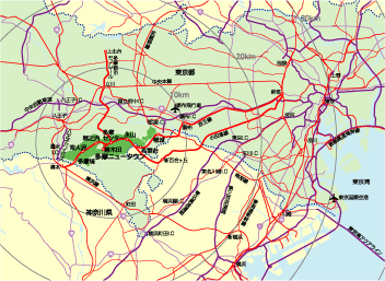 多摩ニュータウンの位置