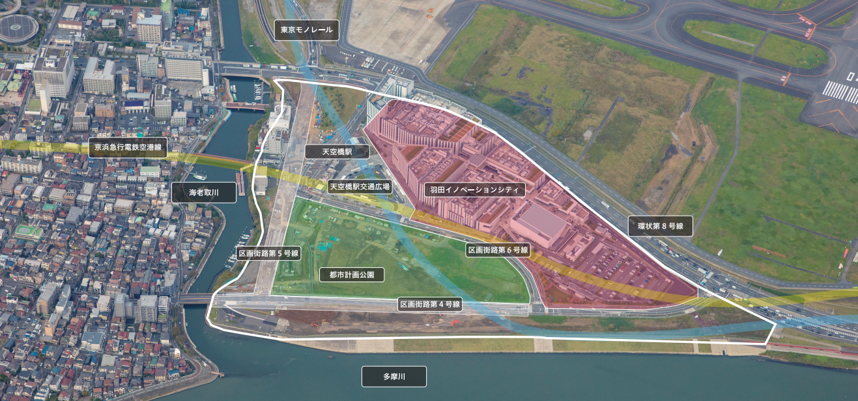 航空写真をもとにした施行区域内のゾーニング図です。
