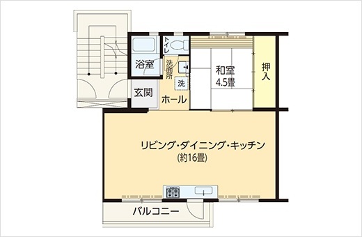 バルコニーでつながる2戸セット貸し可能住戸　間取り図1