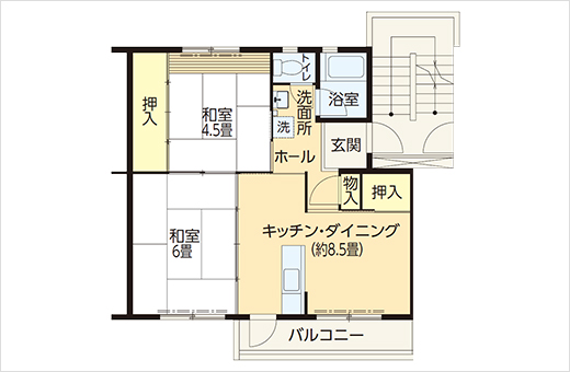 バルコニーでつながる2戸セット貸し可能住戸　間取り図2