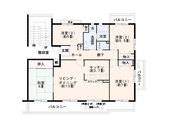 コンフォールかぶと台団地　間取り図3