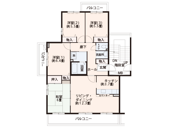 コンフォールかぶと台団地　間取り図5